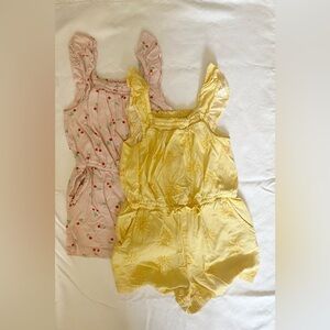 Cat & Jack Bundle - Two Rompers - Pink Cherry and Yellow Sunshine - 2T & 3T